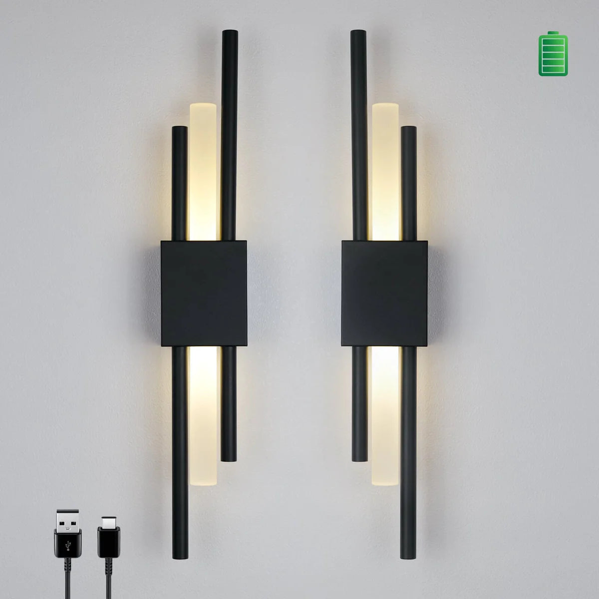 Glitch Wall Light • Rechargeable Battery • 2-Pack