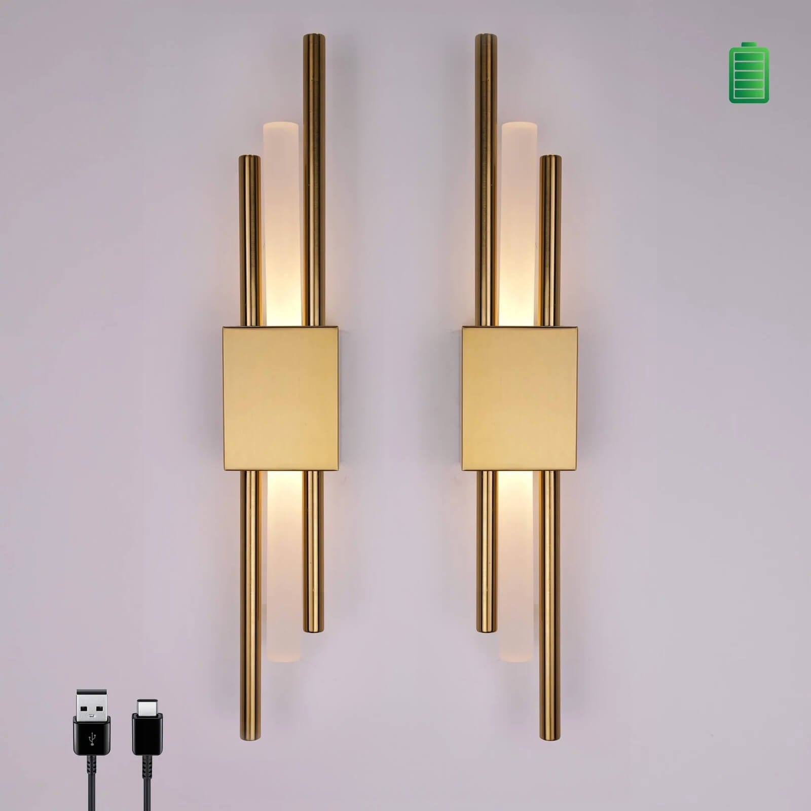 Glitch Wall Light • Gold • Rechargeable Battery • 2 - Pack - Sconce - Haus of Interiors